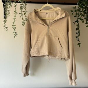 Cropped half zip sweatshirt